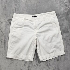 Gap Hadley Shorts Women 14 White Bermuda Chino Soho Cotton Casual Coastal Summer